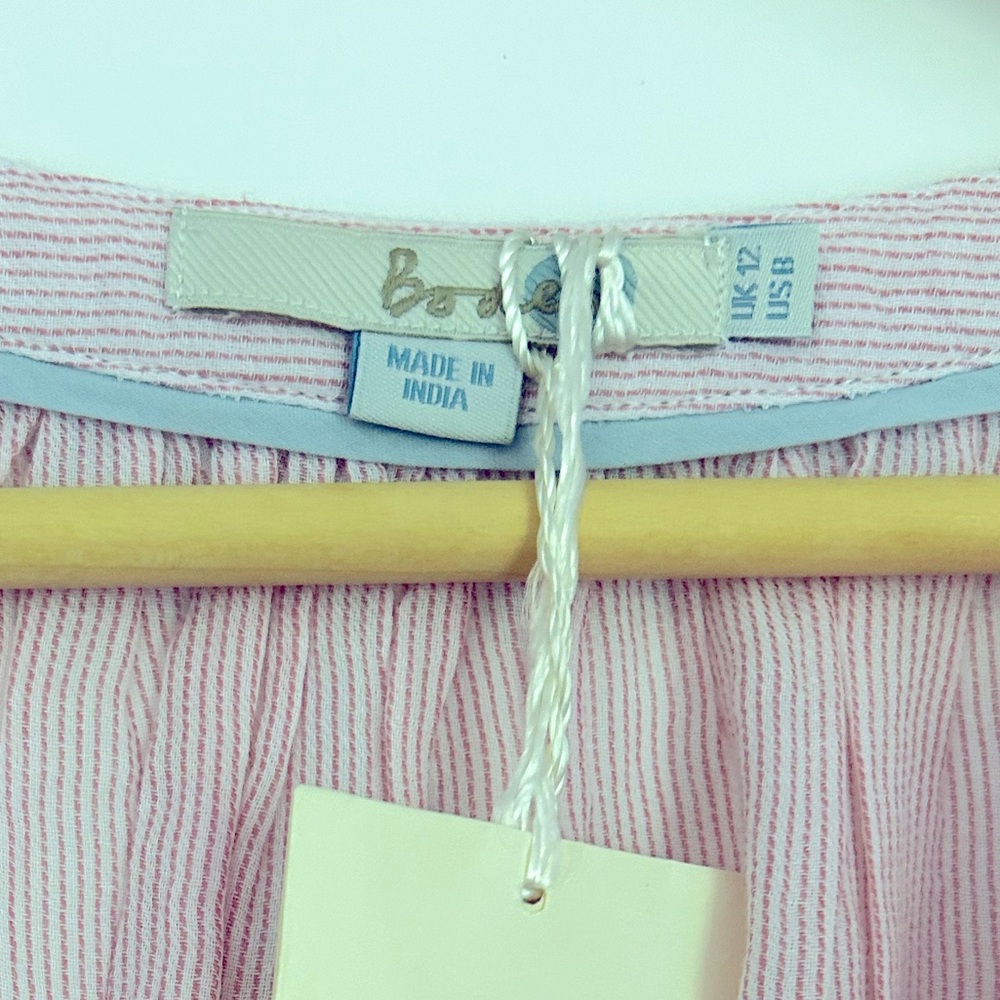 NWT Boden Gauzy Boho Top in Pink and White Stripe - Picture 6 of 8